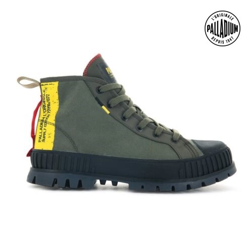 Bottes Palladium Pallashock Supply Hi Femme Vert Olive | FR EBZ951A